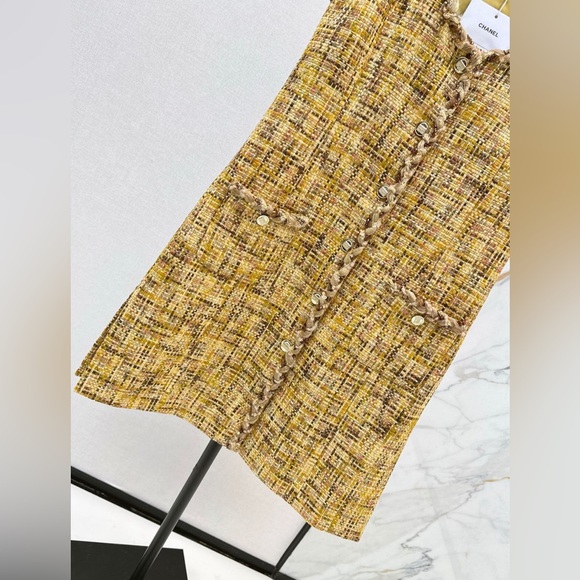 Chanel Mustard Tweed Mini Dress - Picture 6 of 9